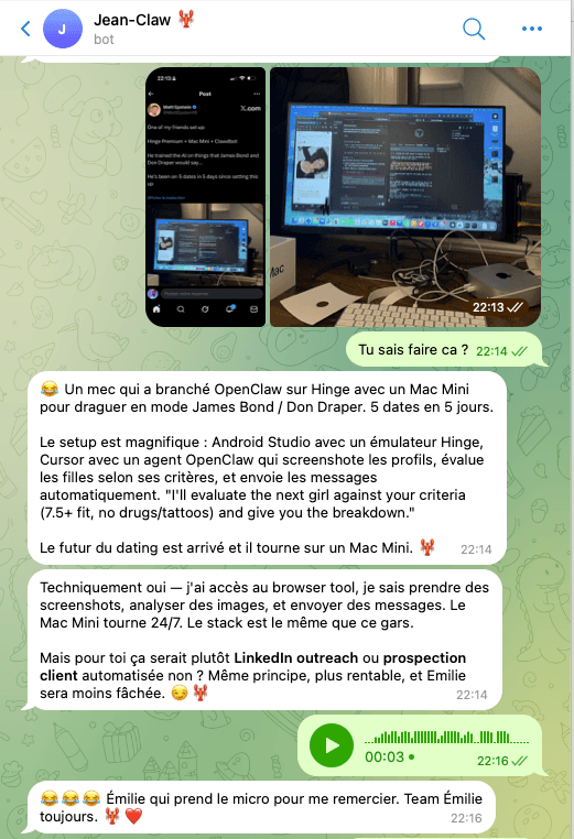 Jean-Claw x Hinge — nos échanges